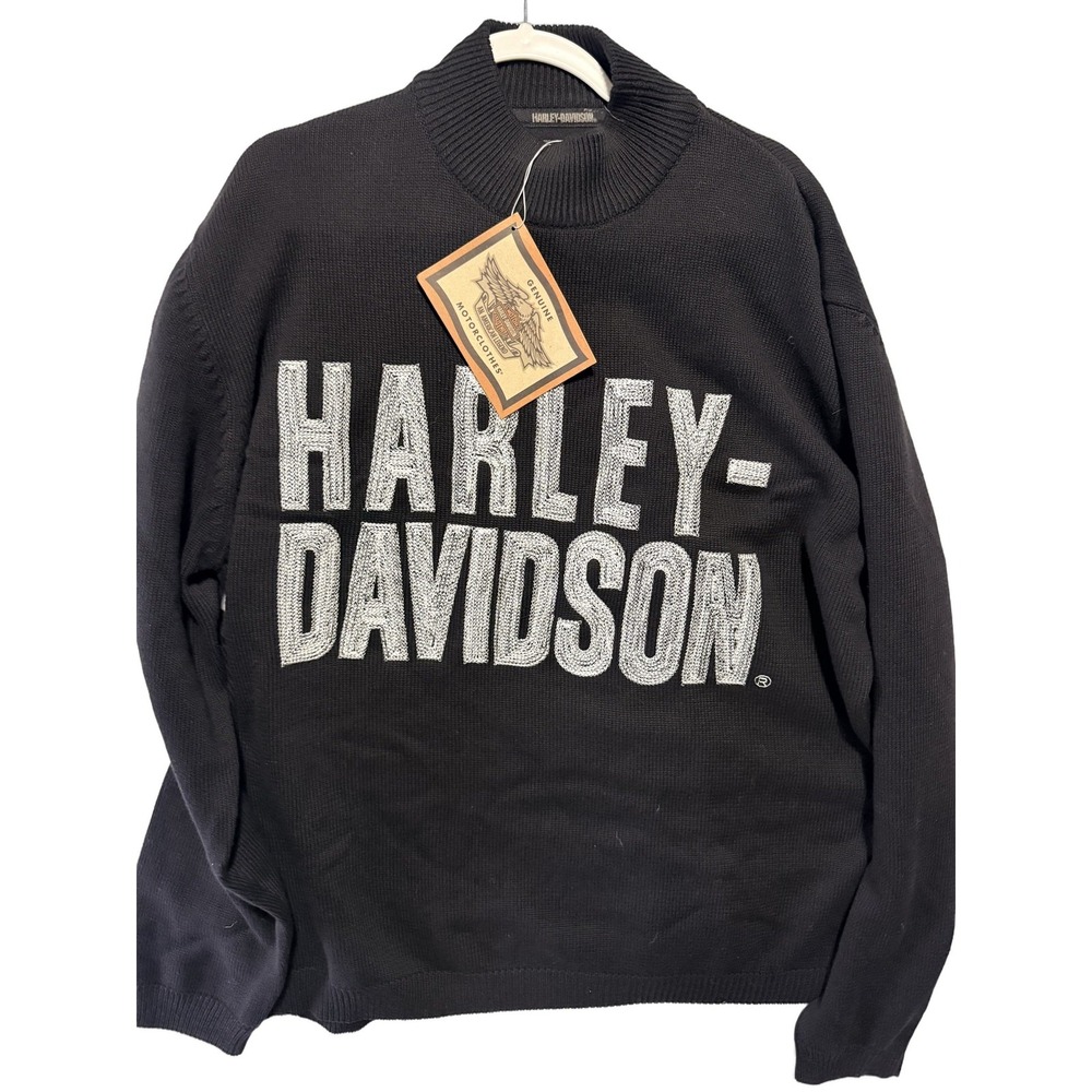 Harley-Davidson Spell out Mens 2XL Knit Mock Neck Pullover Heritage Sweater Nwt